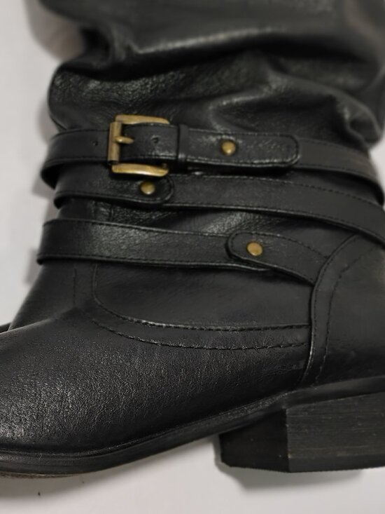 Steve Madden Women Black Leather Knee High Boots Size 8 M - Picture 7 of 11